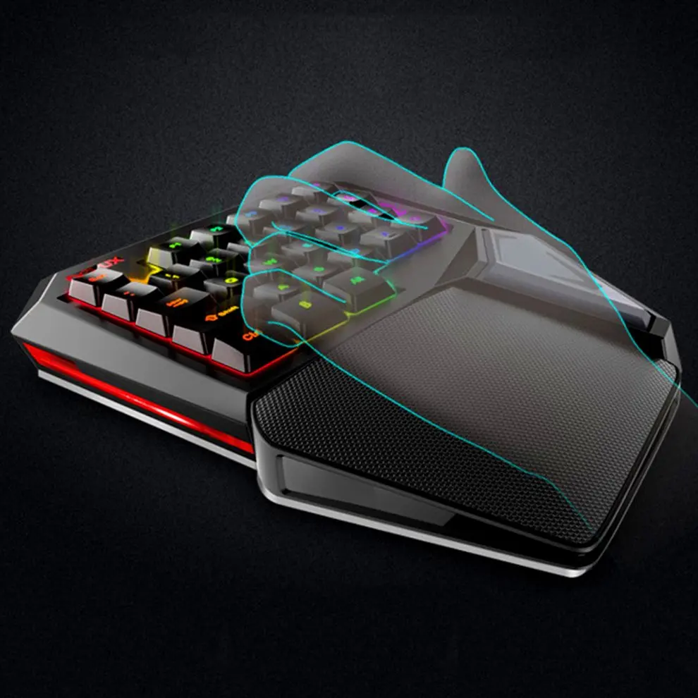 

10PCS 7 Colors LED Backlight Single Hand Professional Gaming Keyboard USB Wired Anti-Ghosting Keyboard for Game