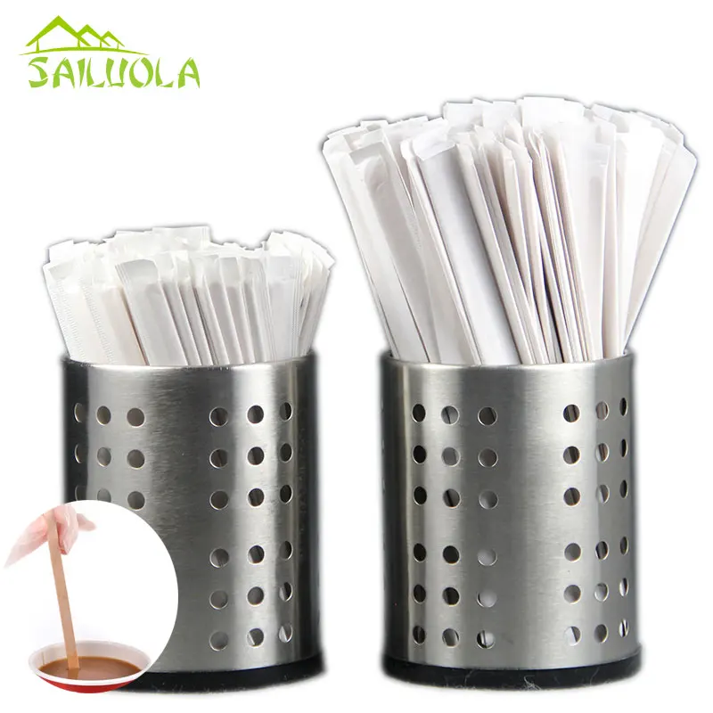 

500PCS Wrapped Disposable Coffee stirrer For Tea Drink Wooden Stirring Rods Bar Cafe Tools