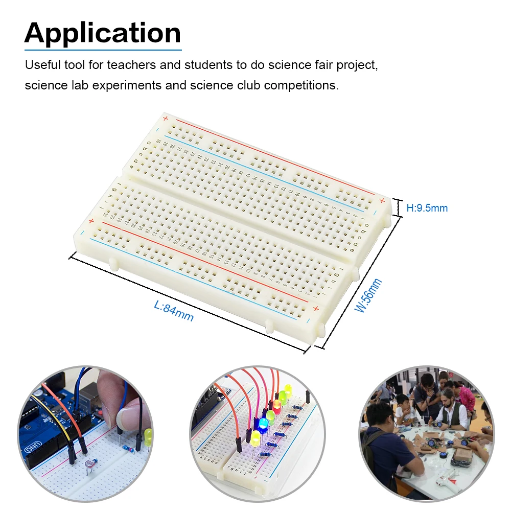 3PCS HIGH QUALITY 400 Holes Mini Solderless  PCB Breadboard Universal Test  Breadboard with keyestudio color  Packaging