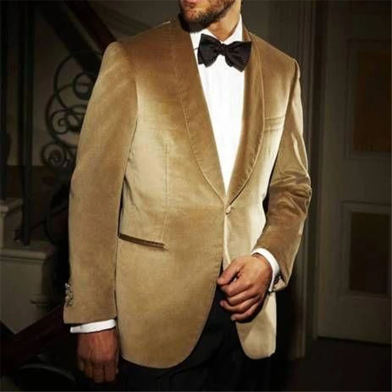 black and gold groom suit