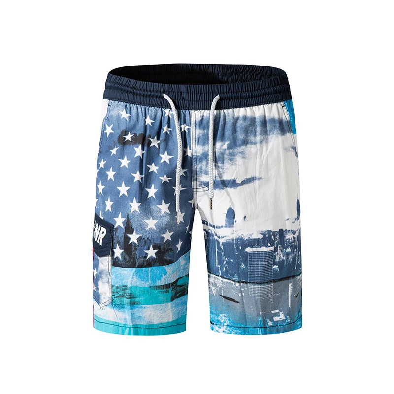 

Brand Men Board Shorts 2018 Summer Fitness Beach short masculino Printed boardshort Loose Drawstring Casual Short homme N18193