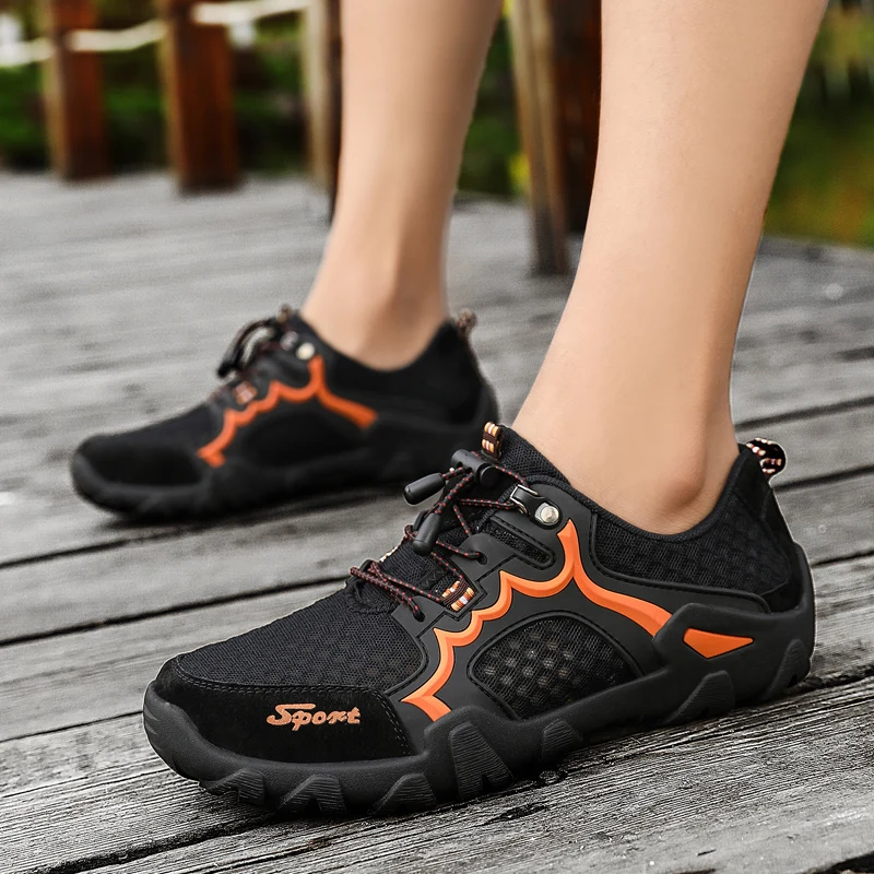 Мужская походная обувь для кемпинга летние Прогулочные кроссовки дышащие сетчатые речные водные кроссовки Большие размеры 38-48 мужская обувь