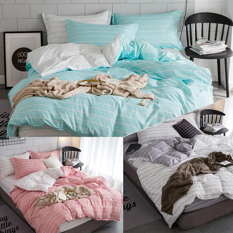 

Bedding Set 2/3PCS AB Side Bed Set Linens Soft Duvet Cover with Pillowcases King Queen Full Size Set Home Bedding Bedclothes