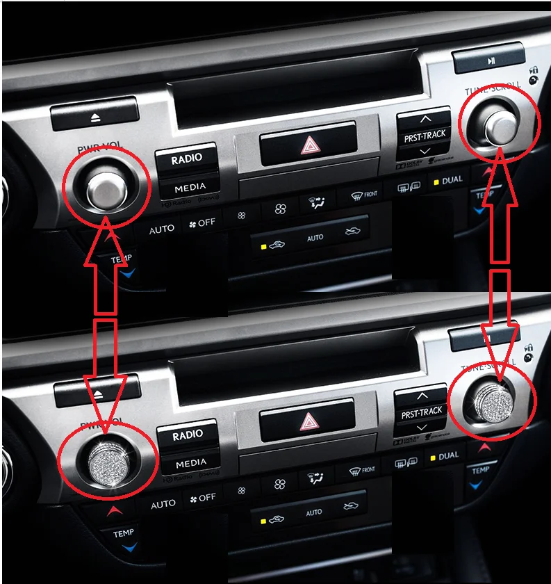 Angelguoguo Car volume control knob cover with diamond decoration For