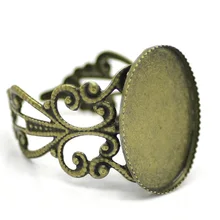 DoreenBeads из металлического сплава цинка Регулируемые кольца овальной формы из античной бронзы, с кабошоном настройки(подходит 18 мм x 13 мм) 18,3 мм(6/")(по ТИХООКЕАНСКОМУ летнему времени США) цельнокроеное платье