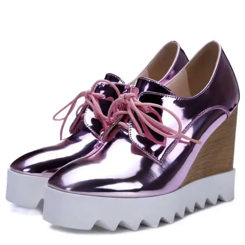 Новинка; женские туфли из лакированной кожи на высоком каблуке; туфли на платформе; цвет золотой, серебряный; женские туфли-лодочки высокого качества; модель года; цвет розовый
