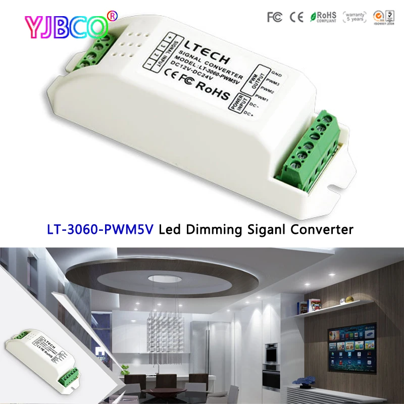 

LTECh led controller LT-3060-PWM5V LED Dimming Siganl Converter;PWM*3CH signal input;5V PWM*3CH signal output for led lamp