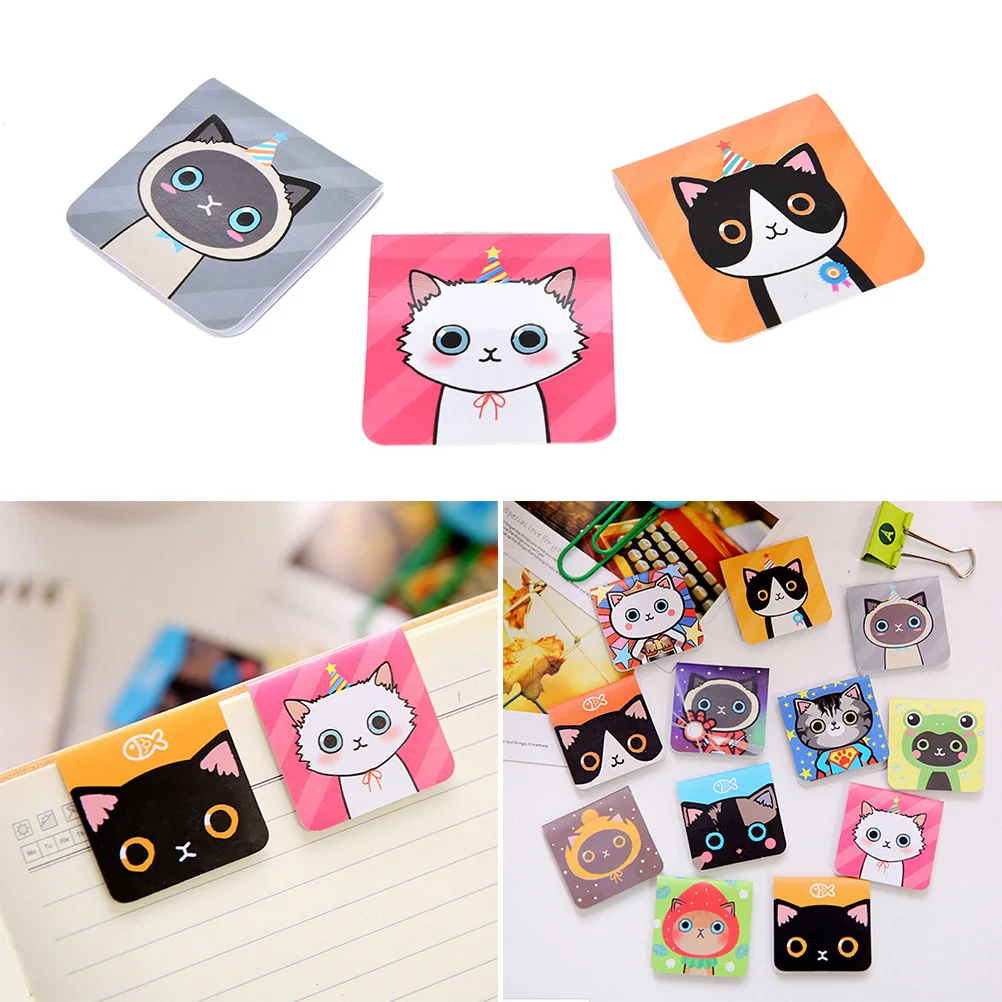 

3pcs Cute Magnetic Bookmark Kawaii Mini Bookworm Cat Marker Stationery Promotion Student Gift School Office Supply Size:4*4cm