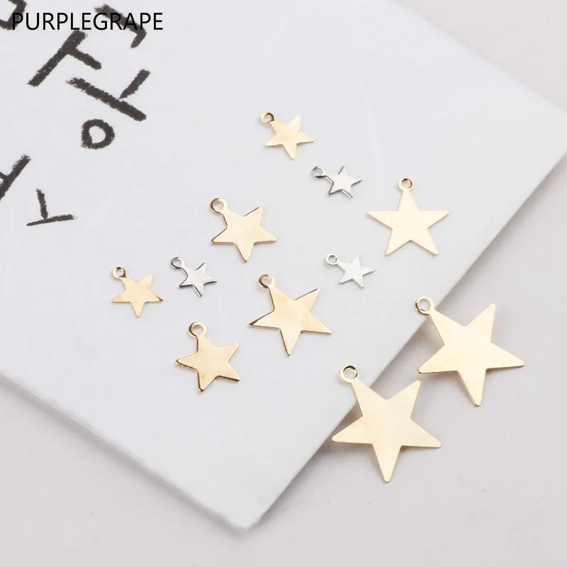 

50pcs DIY Earrings Accessories Bracelets Necklaces Materials Pendants Copper Pentagram Minimalist Mini Stars