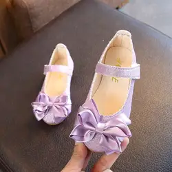 Лидер продаж обувь для детей для девочек модное платье принцессы с бантом для танцев нубук обувь одного Повседневное из искусственной кожи