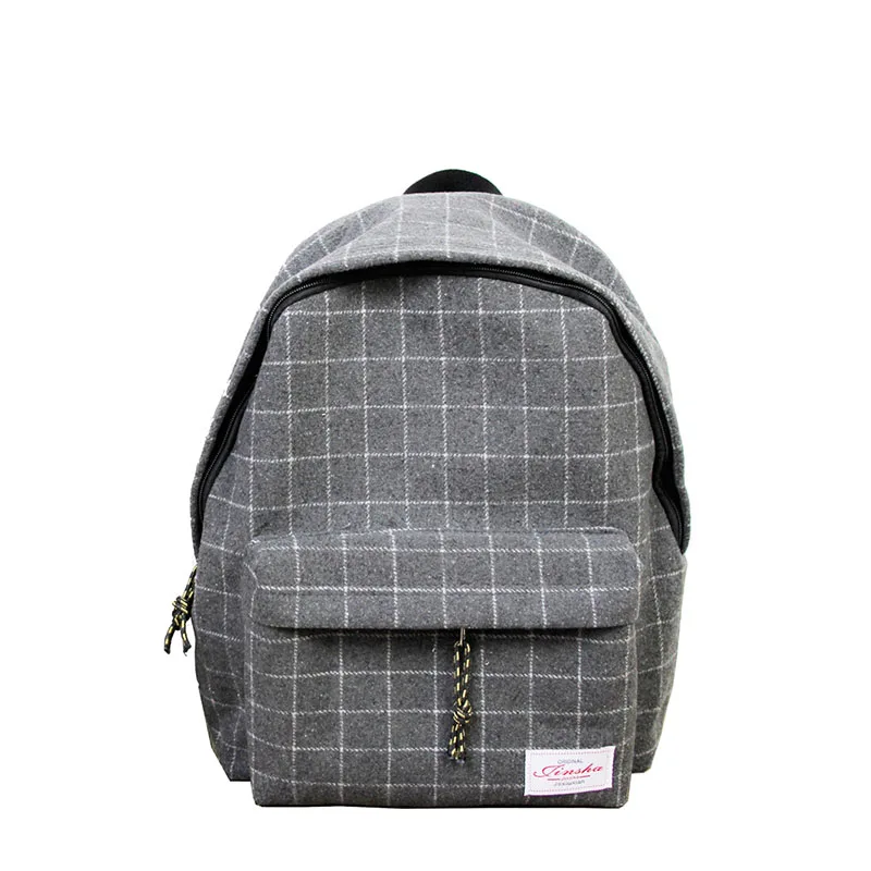 Classic wool plaid backpack man and women's fashion checker travel bag