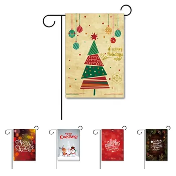

Christms Tree Home Decorative Garden Flag Design with Snowman Santa Claus House Flag 100% Polyester Yard Banner Double Sides