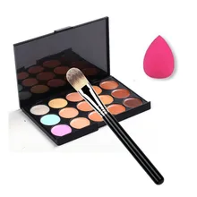 15 Color Concealer Palette + Makeup Brush + Sponge Puff Makeup Contour Palette G6622