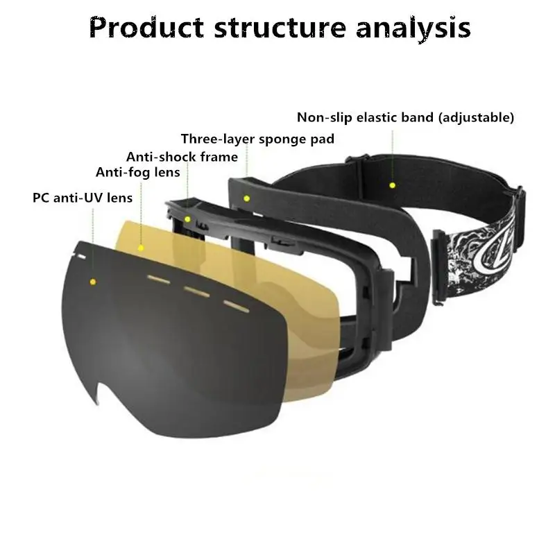 Mounchain унисекс зимние спортивные лыжные очки для сноуборда двойной слой анти-туман УФ-защита снегод катание маска