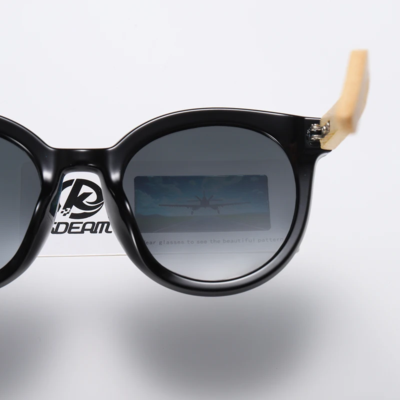 KDEAM, ручная работа, поляризационные солнцезащитные очки кошачий глаз, деревянные, большие, стимпанк, женские солнцезащитные очки, бамбуковые очки с коробкой