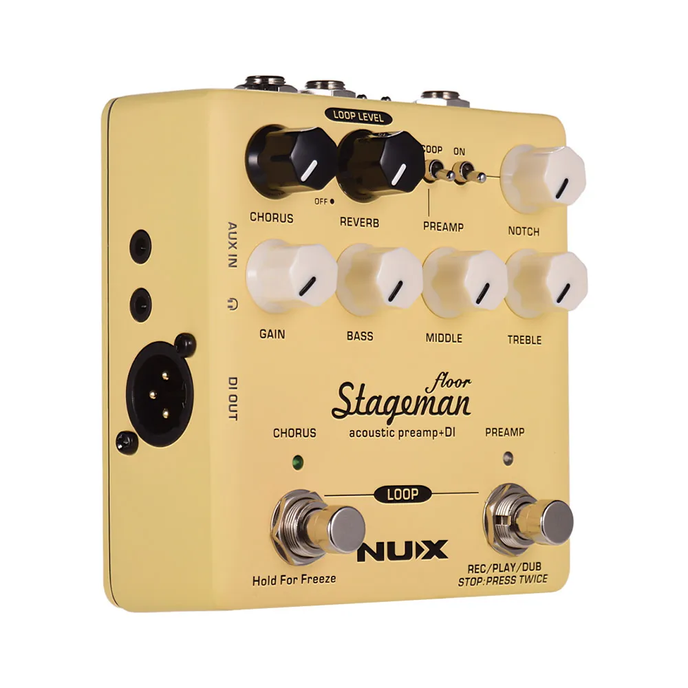 

NUX Stageman Floor Acoustic Preamp + DI Effect Pedal with Chorus Reverb Freeze 60s Loop for Acoustic Guitar Violin Mandolin Banjo