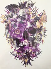 2016 Hot Sale21 X 15 CM Purple Skull Beautiful Temporary Tattoo Stickers Temporary Body Art Waterproof#140