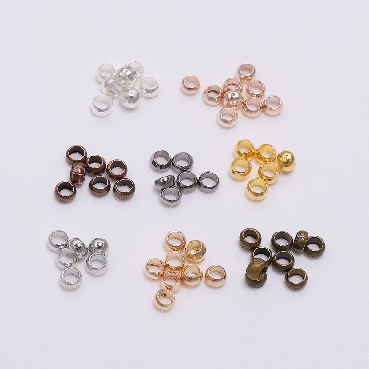 100-500pcs/lot Gold  Copper Ball Crimp End Beads Dia 2 2.5 3 mm Stopper Spacer Beads For Diy Jewelry Making Findings Supplies