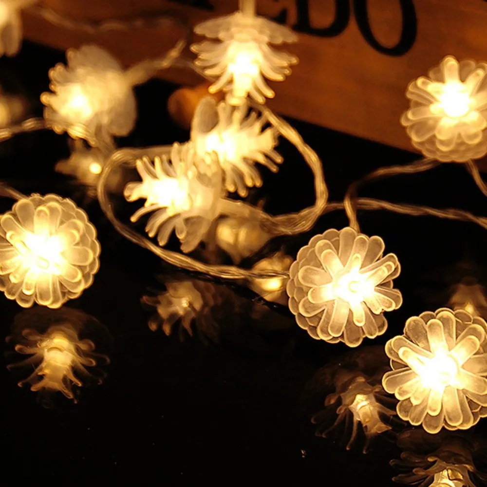 

2.2m 20LEDs Pine Cone Shape Fairy String Decorative Lights Battery Operated Wedding Christmas Outdoor Patio Garland Decor