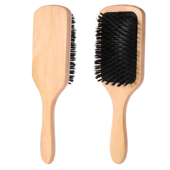 

Antistatic Cushion Hair Brush Comb Wooden Handle Massage Head Scalp Care Salon
