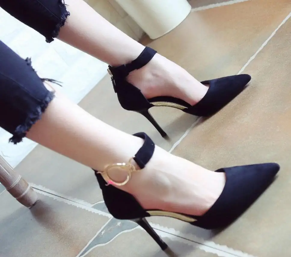 

Spring and Autumn season new shallow fluff surface fine with rear zipper OL 100 catch high heel sandals