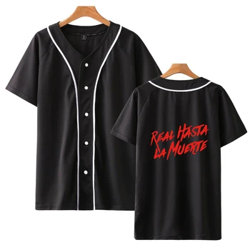 

2019 new spring and summer V-neck baseball jacket print short-sleeved shirt hip-hop street Kpop Harajuku Preppy Style