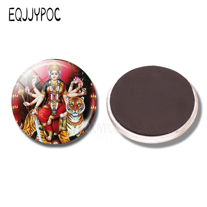 

Durga Amulet Buddhism Fridgerator Magnet Tiger Hinduism 30 MM Glass Dome Magnetic Stickers for Refrige Yoga Home Decoration