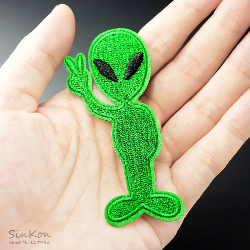 

Alien (Size:3.7X8.5cm) Embroidered Patch Iron On Sewing Applique Badge Clothes Stickers Apparel Garment Accessories