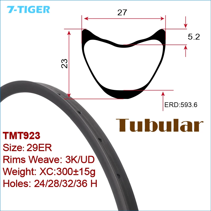 

7-TIGER mountain bicycle rims carbon supper light 29er mtb rims tubuar ring ud matt finish