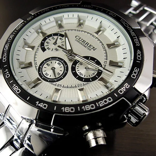 

2016 Fashion Curren Brand Men Quartz Sports Watches Adjustable Full Stainless Steel Military Men's Wrist Watch Male Cock