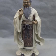 Песня voge gem S0067 16 Китай Народная Керамика WuCai фарфор Известный Конфуция KongZi Kong Zi Статуя Бога