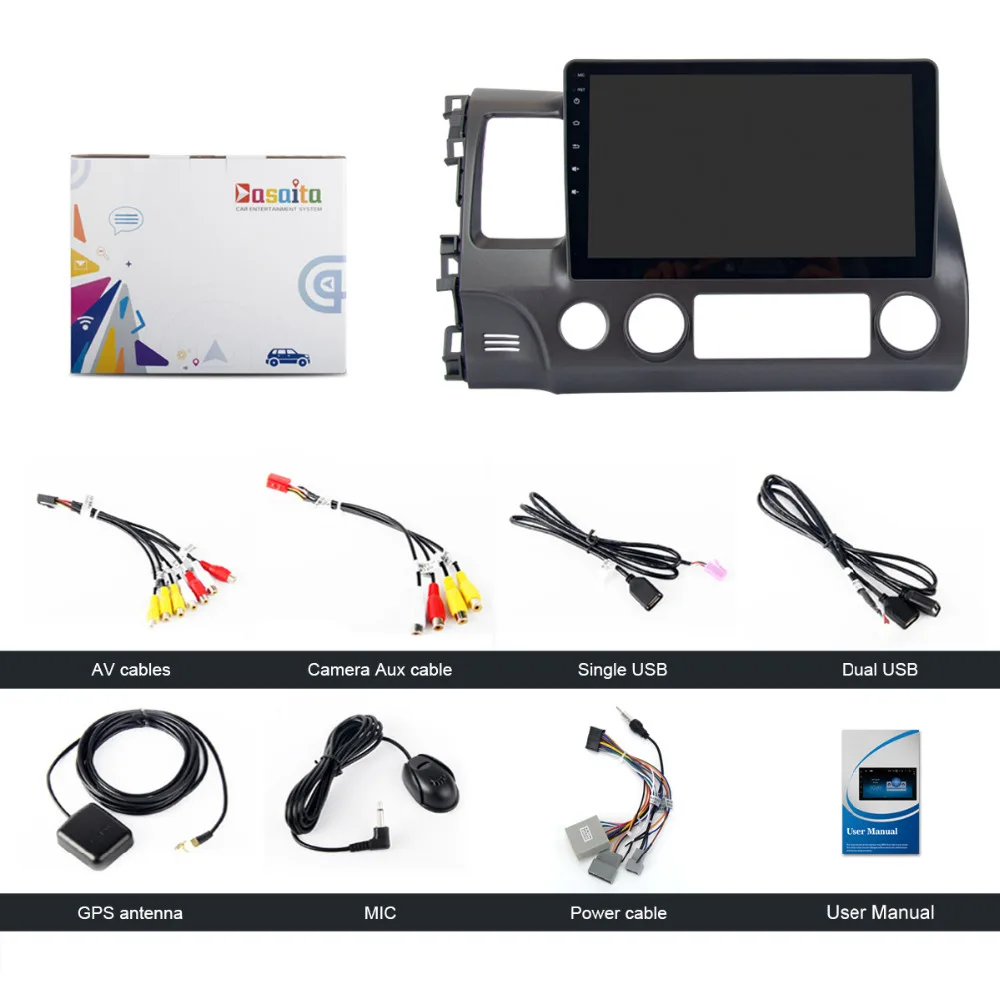 Автомобильный GPS плеер Dasaita 10 2 дюйма Android 9 0 для Honda Civic 2006 2011 + 16 ГБ четырехъядерный