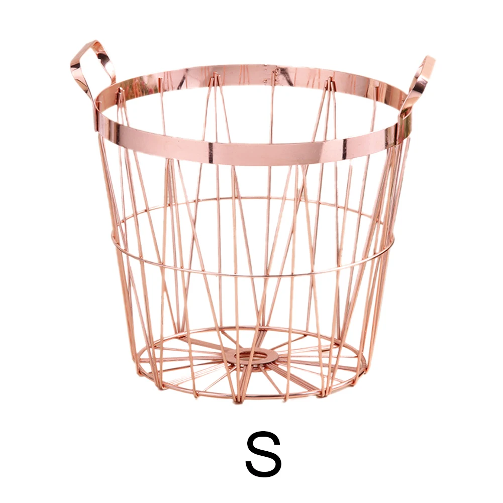 Корзина для хранения Органайзер в скандинавском стиле из розового золота корзина для хранения из кованого железа для кухни прозрачная корзина для белья с ручкой