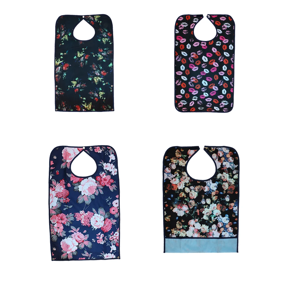 2pcs Reusable Waterproof Eating Bib Adult Mealtime Clothing Protector Disability Dining Patient Aid Apron with Pocket