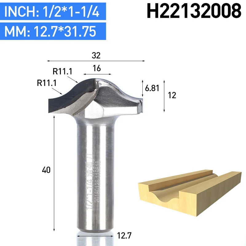 HUHAO 1 шт. 1/" хвостовик алмазное CVD покрытие фрезерные кромки формы Концевая фреза деревообрабатывающий фреза PCD дверь шкафа резьба маршрутизатор бит - Длина режущей кромки: H22132008