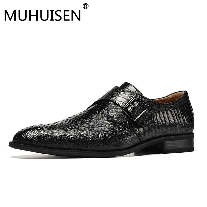 MUHUISEN Plus size 39-48 men shoes big size handsome comfortable brand men dress shoes black