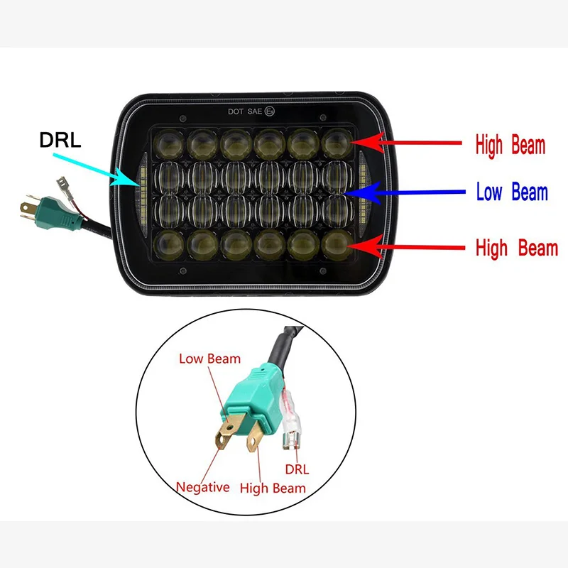 FADUIES 7x 6 5 x 7 inch Projector LED Headlights 5D Lens for Jeep Wrangler YJ Cherokee XJ H6054 H5054 H6054LL 69822 6052 6053 (9)