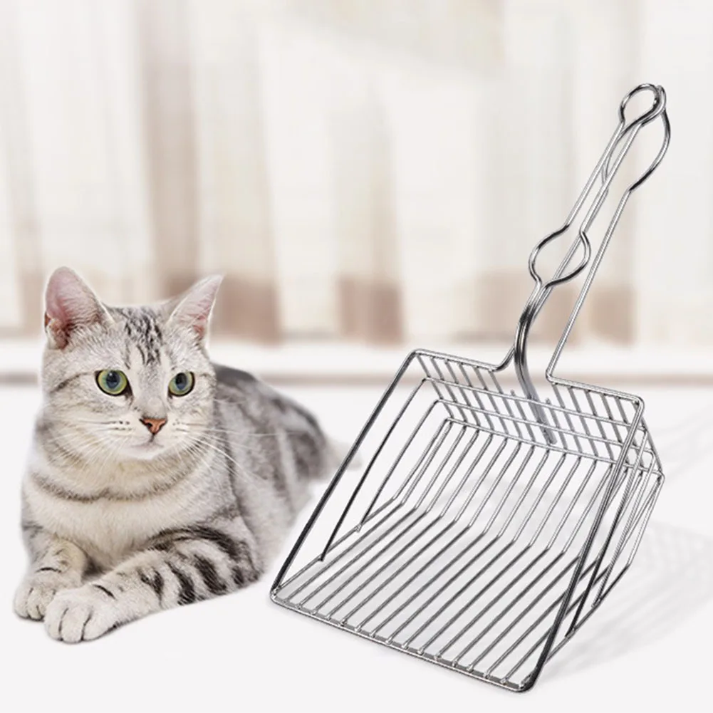 Полезный просеиватель лопатка для уборки лотка Совок полый ПЭТ практичный очиститель для туалета инструмент для кошки покрытый металлом Портативный прочный большой размер