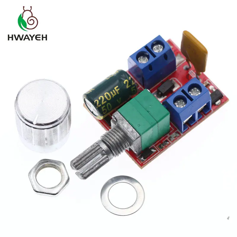 

Mini 5A PWM Max 90W DC Motor Speed Controller Module DC-DC 3V 35V Speed Control Adjustable Potentiometer Switch Board LED Dimmer