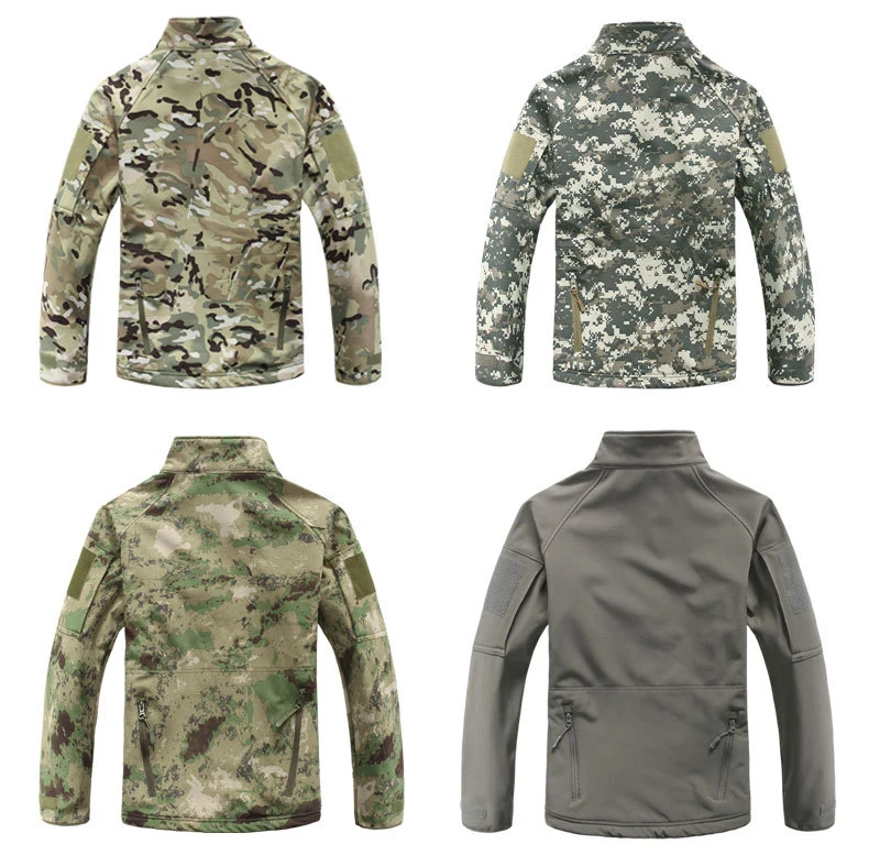 Günstige Männer Armee Camouflage Military Windjacke Taktische Jacke Jagd Haifisch Softshell Standcollar Winddicht Oberbekleidung Fleece Mäntel