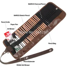 1 Набор карандашей эскиз костюм 18 Марко карандаши для рисования ластик бумага ручка нож удлинитель с пенал Чехол для рисования Инструменты для рисования