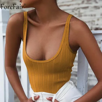 

Forefair Low Cut Sexy Bodysuit Ribbed Knitted Backless Tank Body Top Romper Women Summer Bodysuit