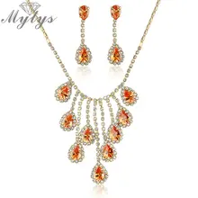 Mytys Fashion Jewelry sets Orange Crystal Pendant Necklace Earrings sets N1335