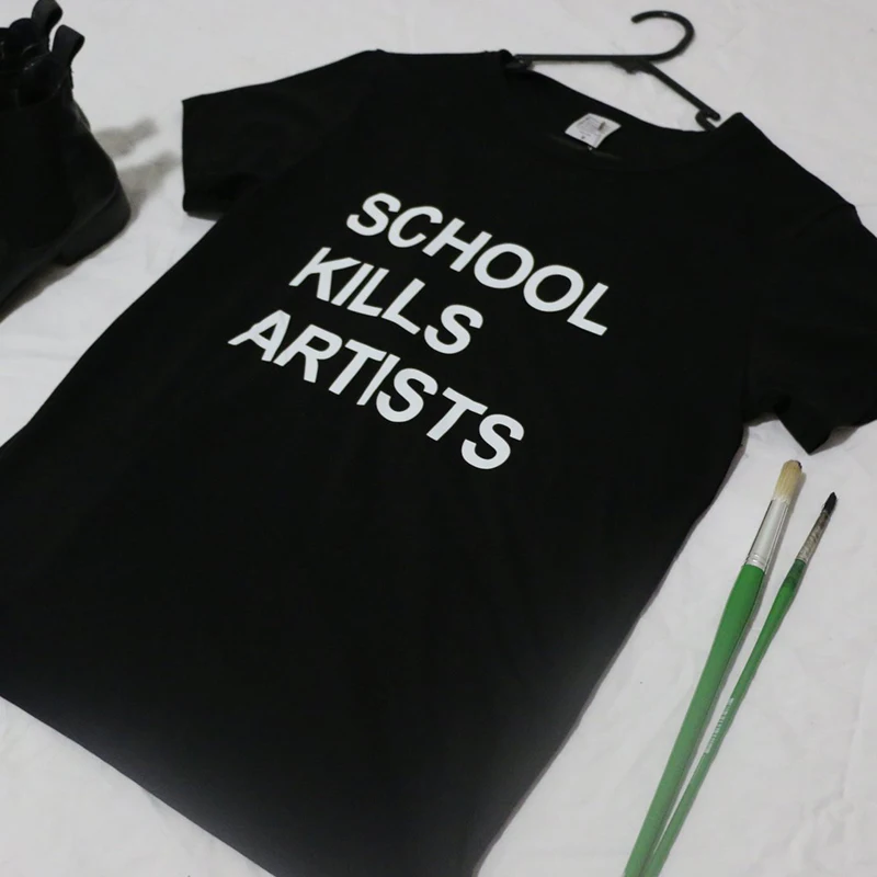 School Kills artistas doble impresión camiseta mujer estética Streetwear Unisex camiseta de moda Tops de algodón de la nave de la Camisetas| - AliExpress