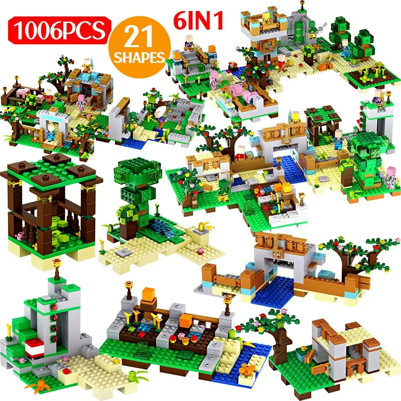 

1006PCS My World Village Building Blocks Minecrafted Village The Tree Figures Bricks Educational Kids Christmas Toys