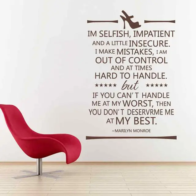 Battoo Marilyn Monroe Wall Sticker Quote I M Selfish Impatient And A Battoo Marilyn Monroe Wall Sticker Quote I M Selfish Impatient And A Little Insecure