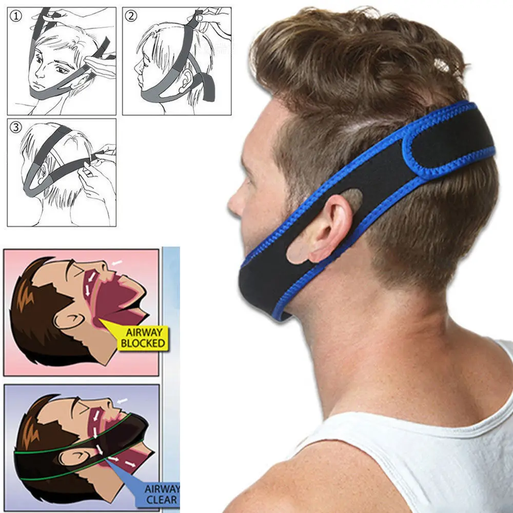 

New stop snoring chin strap snore belt anti apnea jaw solution sleep for men