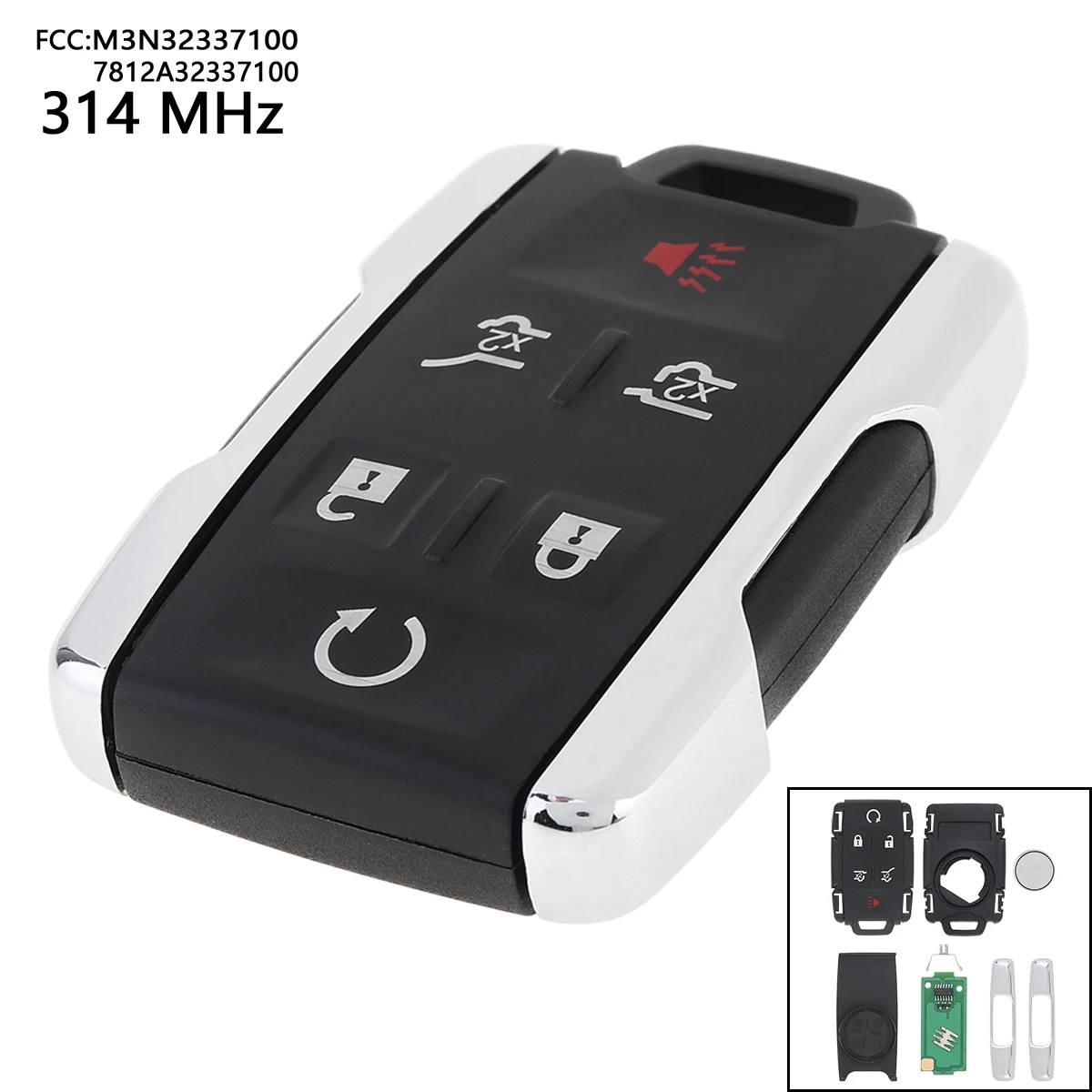 

314MHz 6 Buttons Portable Keyless Remote Key Fob with ID46 Chip M3N32337100 / 7812A32337100 for Chevrolet
