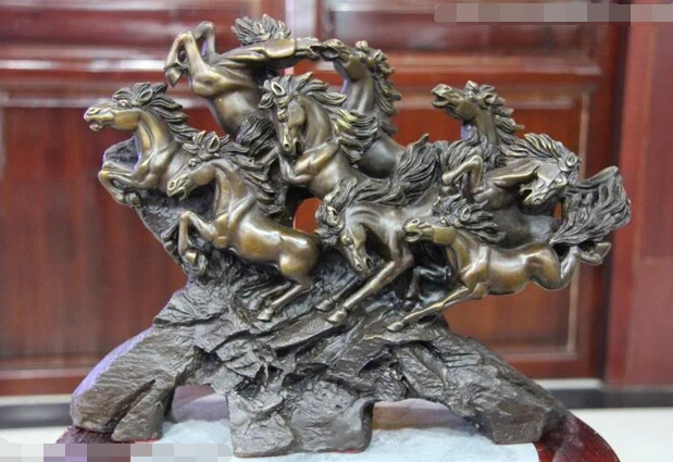 

10 Classic Copper brass BRASS Pure Copper Brass Good Lucky Lucky Gallop Run Nine Horses Horse Art Statue Crafts Arts