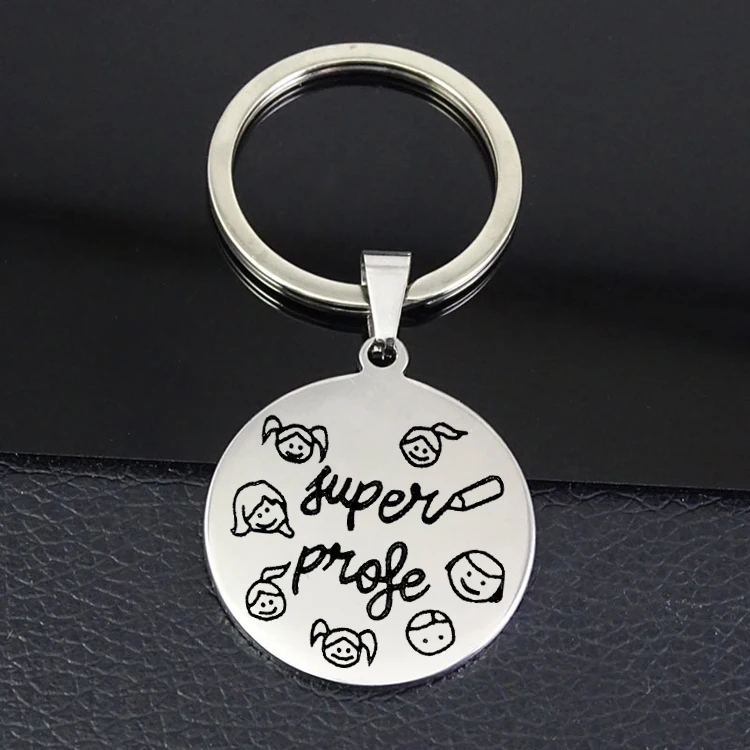 

Creative Teacher Keychain Unique Stainless Steel Disc llavero Jewelry Best Souvenir Gift for Teachers YP6800